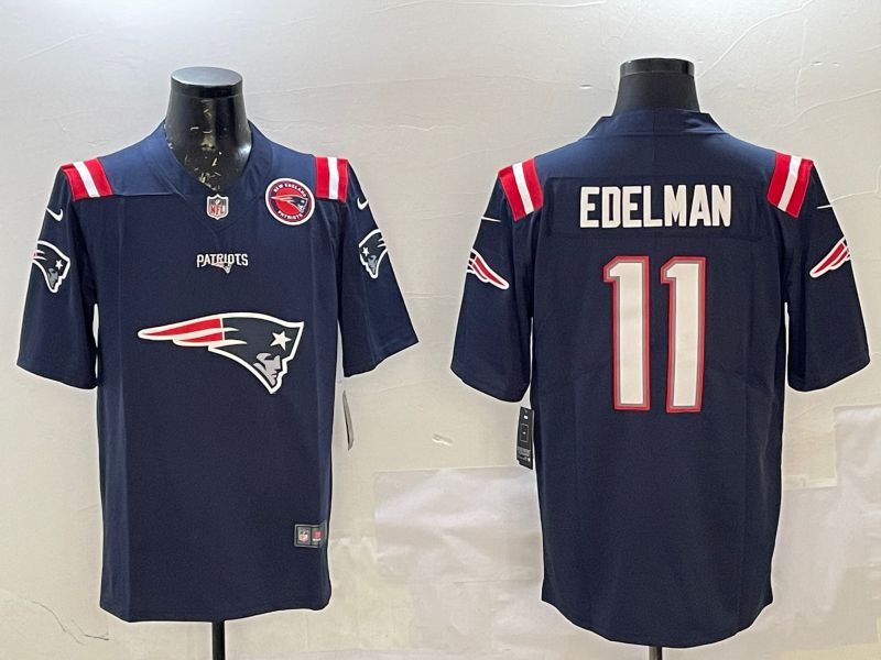 Men 2025 New England Patriots #11 Edelman Blue Nike Limited NFL Jersey style 2